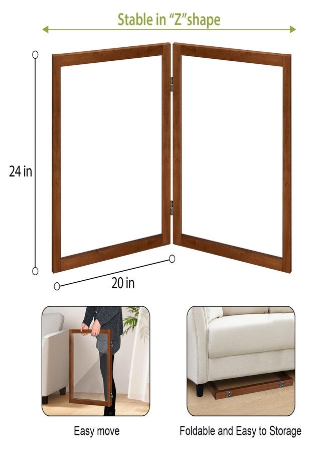 LZRS Clear Dog Gate for Indoor Use - Transparent Pet Fence with Solid Hardwood and Plastic Board, Stylish & Durable freestanding Pet Gate for Doorways, Stairs and Hallways-2 Panel Cherry - Image 5